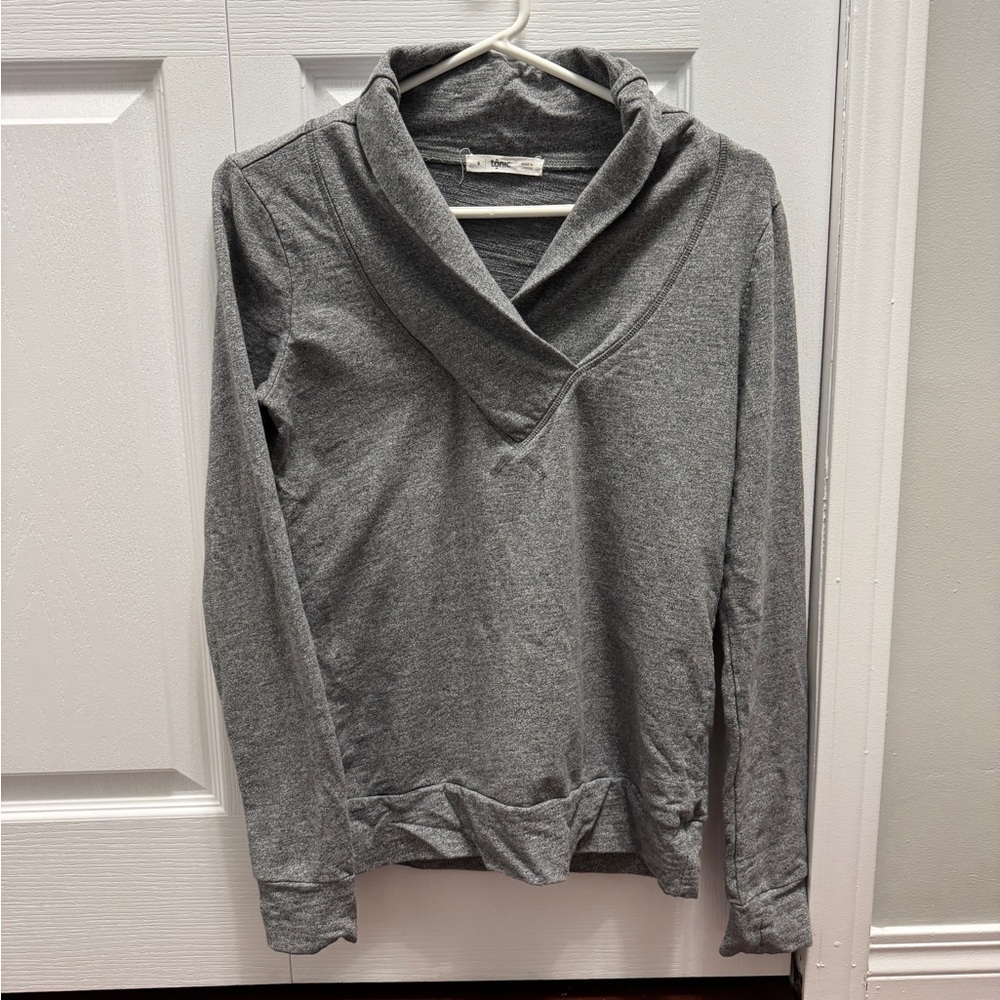Gray Long Sleeve Cowl Neck